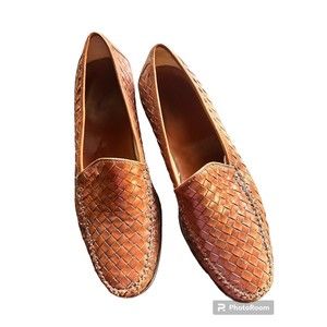 Gorgeous COLE HAAN "Woven" Brown Leather Loafers Slip On 13 M